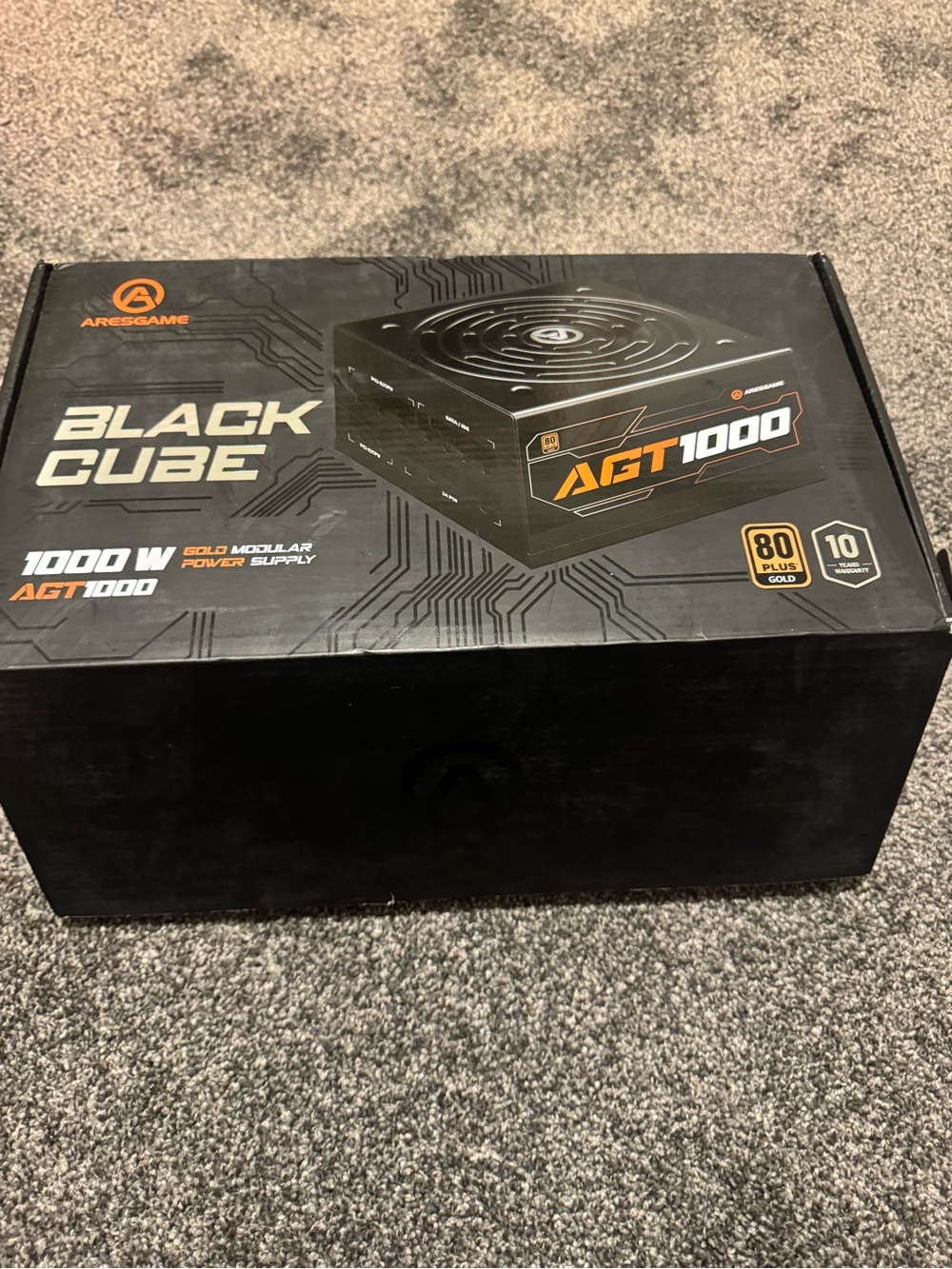 AGT1000 1000W Black Cube Gold Modular Power Supply - Black